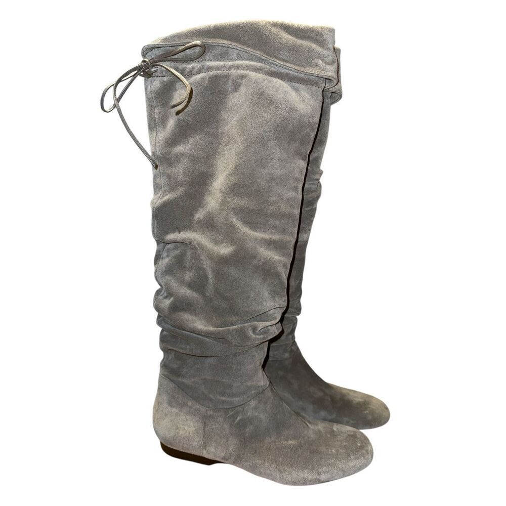 Enzo Angiolini Knee High Gray Suede Slouch Boots Size 8.5 - Picture 3 of 11